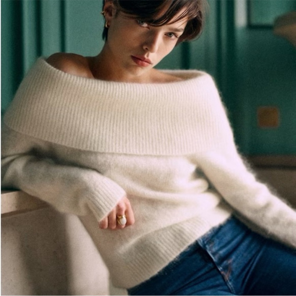 Sezane Off-Shoulder Ivory Wool Sweater - XS brand new without tag